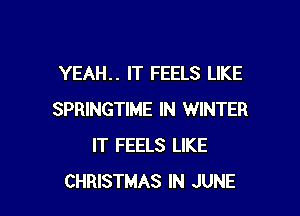 YEAH.. IT FEELS LIKE

SPRINGTIME IN WINTER
IT FEELS LIKE
CHRISTMAS IN JUNE