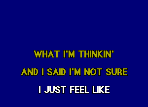 WHAT I'M THINKIN'
AND I SAID I'M NOT SURE
I JUST FEEL LIKE