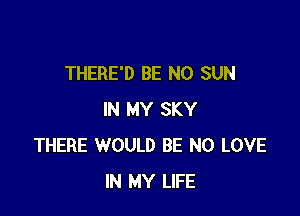 THERE'D BE N0 SUN

IN MY SKY
THERE WOULD BE N0 LOVE
IN MY LIFE