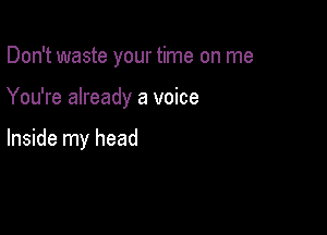 Don't waste your time on me

You're already a voice

Inside my head