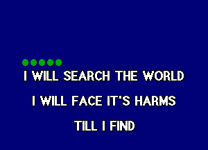 I WILL SEARCH THE WORLD
I WILL FACE IT'S HARMS
TILL I FIND