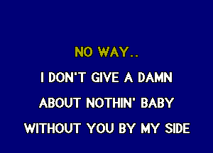 NO WAY..

I DON'T GIVE A DAMN
ABOUT NOTHIN' BABY
WITHOUT YOU BY MY SIDE