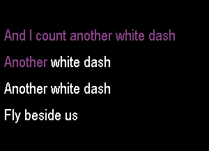 And I count another white dash
Another white dash
Another white dash

Fly beside us