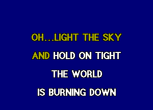 0H. . .LIGHT THE SKY

AND HOLD 0N TIGHT
THE WORLD
IS BURNING DOWN