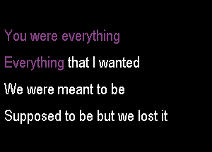 You were everything

Everything that I wanted
We were meant to be

Supposed to be but we lost it