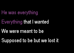 He was everything

Everything that I wanted
We were meant to be

Supposed to be but we lost it