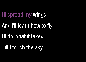 I'll spread my wings

And I'll learn how to fly
I'll do what it takes
Till I touch the sky