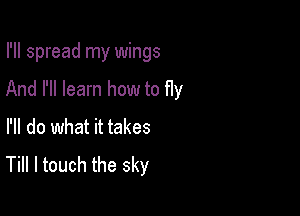 I'll spread my wings

And I'll learn how to fly
I'll do what it takes
Till I touch the sky