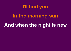 I'll find you

In the morning sun

And when the night is new