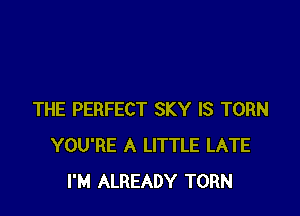 THE PERFECT SKY IS TORN
YOU'RE A LITTLE LATE
I'M ALREADY TORN