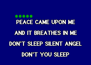 PEACE CAME UPON ME
AND IT BREATHES IN ME
DON'T SLEEP SILENT ANGEL
DON'T YOU SLEEP