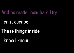 And no matter how hard I try

I can't escape
These things inside

I know I know