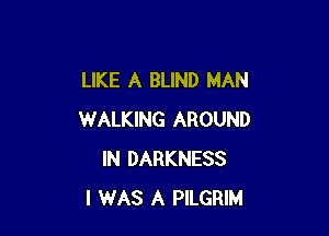 LIKE A BLIND MAN

WALKING AROUND
IN DARKNESS
I WAS A PILGRIM