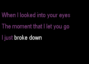 When I looked into your eyes

The moment that I let you go

ljust broke down