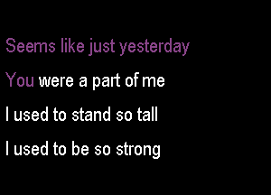 Seems like just yesterday
You were a part ofme

I used to stand so tall

I used to be so strong