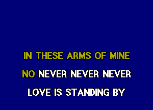 IN THESE ARMS OF MINE
N0 NEVER NEVER NEVER
LOVE IS STANDING BY