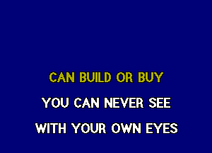 CAN BUILD 0R BUY
YOU CAN NEVER SEE
WITH YOUR OWN EYES