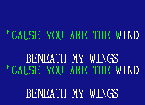 CAUSE YOU ARE THE WIND

BENEATH MY WINGS
CAUSE YOU ARE THE WIND

BENEATH MY WINGS