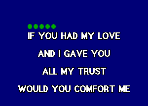 IF YOU HAD MY LOVE

AND I GAVE YOU
ALL MY TRUST
WOULD YOU COMFORT ME
