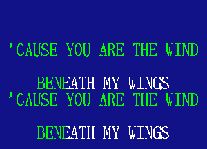 CAUSE YOU ARE THE WIND

BENEATH MY WINGS
CAUSE YOU ARE THE WIND

BENEATH MY WINGS