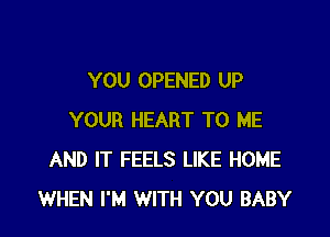 YOU OPENED UP

YOUR HEART TO ME
AND IT FEELS LIKE HOME
WHEN I'M WITH YOU BABY