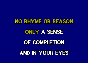 N0 RHYME 0R REASON

ONLY A SENSE
0F COMPLETION
AND IN YOUR EYES