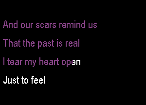 And our scars remind us

That the past is real

ltear my heart open

Just to feel