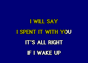 I WILL SAY

I SPENT IT WITH YOU
IT'S ALL RIGHT
IF I WAKE UP