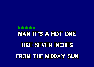 MAN IT'S A HOT ONE
LIKE SEVEN INCHES
FROM THE MIDDAY SUN