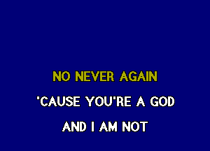 N0 NEVER AGAIN
'CAUSE YOU'RE A GOD
AND I AM NOT