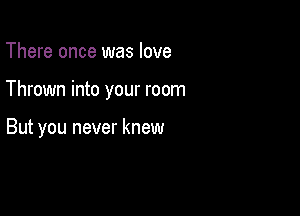 There once was love

Thrown into your room

But you never knew