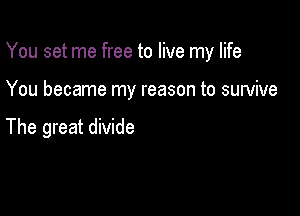 You set me free to live my life

You became my reason to survive

The great divide