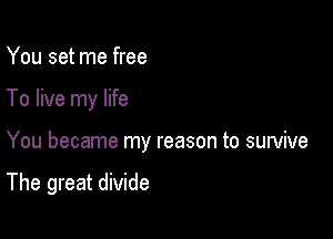 You set me free

To live my life

You became my reason to survive

The great divide