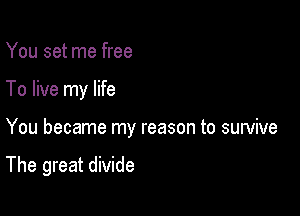 You set me free

To live my life

You became my reason to survive

The great divide