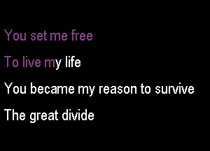 You set me free

To live my life

You became my reason to survive

The great divide