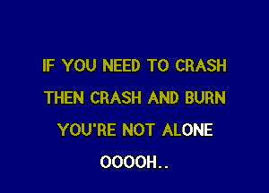 IF YOU NEED TO CRASH

THEN CRASH AND BURN
YOU'RE NOT ALONE
0000H..