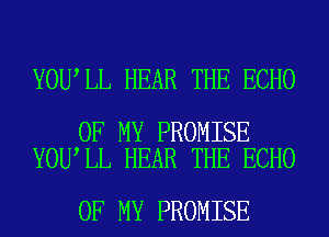 YOU LL HEAR THE ECHO

OF MY PROMISE
YOU LL HEAR THE ECHO

OF MY PROMISE