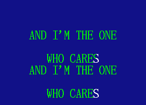 AND I M THE ONE

WHO CARES
AND I M THE ONE

WHO CARES