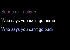 Born a rollin' stone

Who says you can't go home

Who says you can't go back