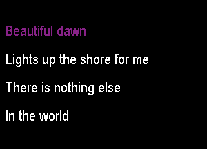 Beautiful dawn

Lights up the shore for me

There is nothing else

In the world