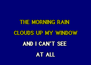 THE MORNING RAIN

CLOUDS UP MY WINDOW
AND I CAN'T SEE
AT ALL