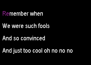 Remember when
We were such fools

And so convinced

And just too cool oh no no no