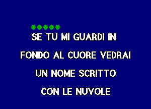 SE TU MI GUARD! IN

FONDO AL CUORE VEDRAI
UN NOME SCRITTO
CON LE NUVOLE