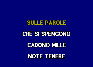 SULLE PAROLE

CHE SI SPENGONO
CADONO MILLE
NOTE TENERE