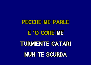 PECCHE ME PARLE

E '0 CORE ME
TURMIENTE CATARI
NUN TE SCURDA