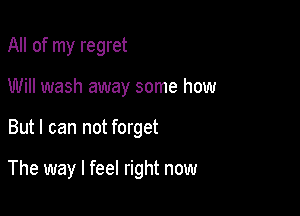 All of my regret
Will wash away some how

But I can not forget

The way I feel right now