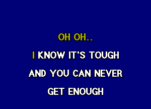 0H 0H..

I KNOW IT'S TOUGH
AND YOU CAN NEVER
GET ENOUGH