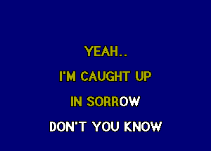 YEAH . .

I'M CAUGHT UP
IN SORROW
DON'T YOU KNOW