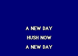 A NEW DAY
HUSH NOW
A NEW DAY
