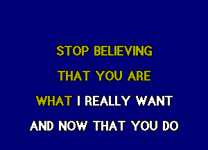 STOP BELIEVING

THAT YOU ARE
WHAT I REALLY WANT
AND NOW THAT YOU DO